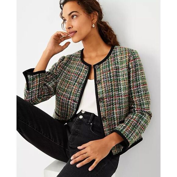 Ann Taylor Women’s Petite Tweed Cropped Jacket Exclusive Colorway - Picture 11 of 11